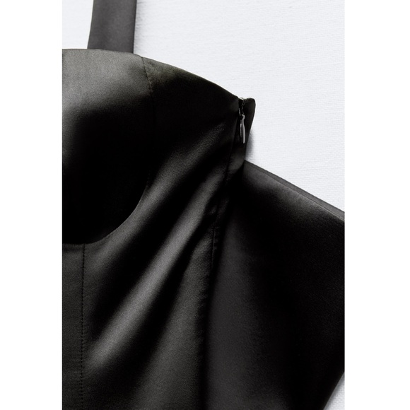 Zara BOW TRIM VOLUMINOUS SATIN EFFECT MINI DRESS - Picture 9 of 13